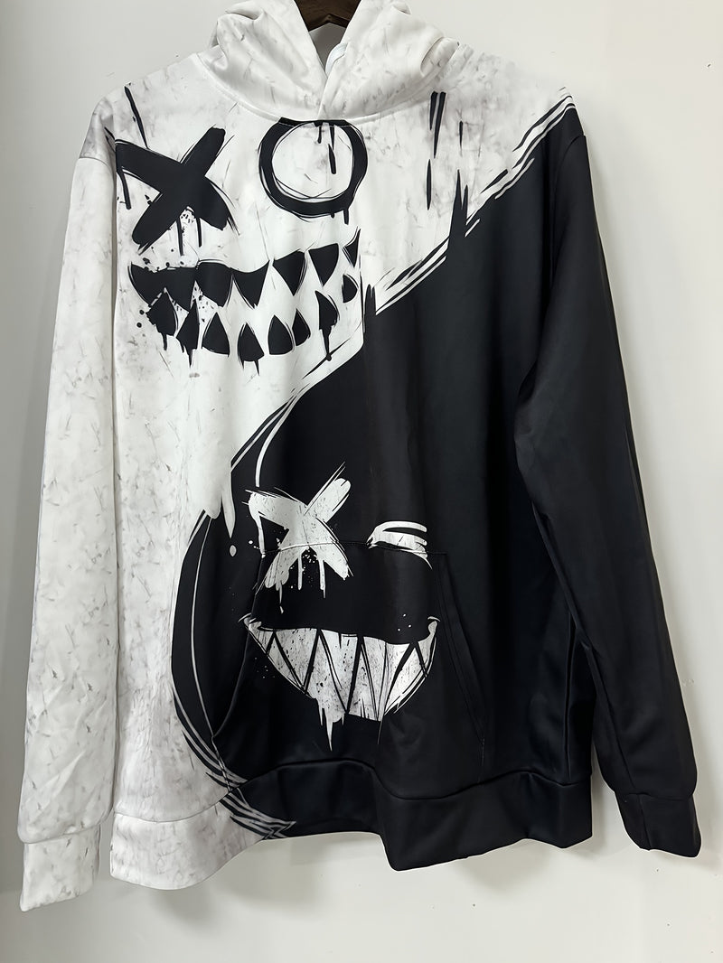 Men’s Smile Face Print Hoodie – Fun Streetwear Pullover