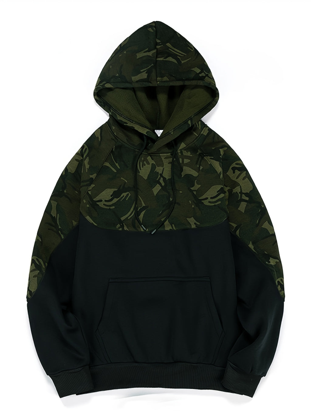 Men’s Camouflage Color-Block Hoodie – Trendy Streetwear Pullover
