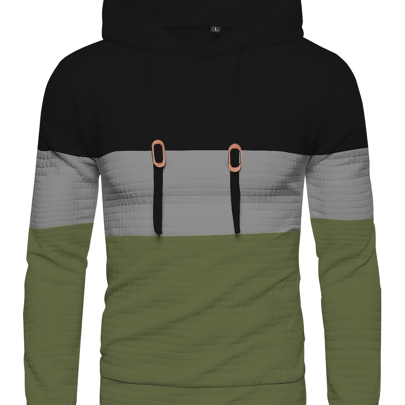 Men’s Color Block Waffle Hoodie – Stylish Streetwear Pullover