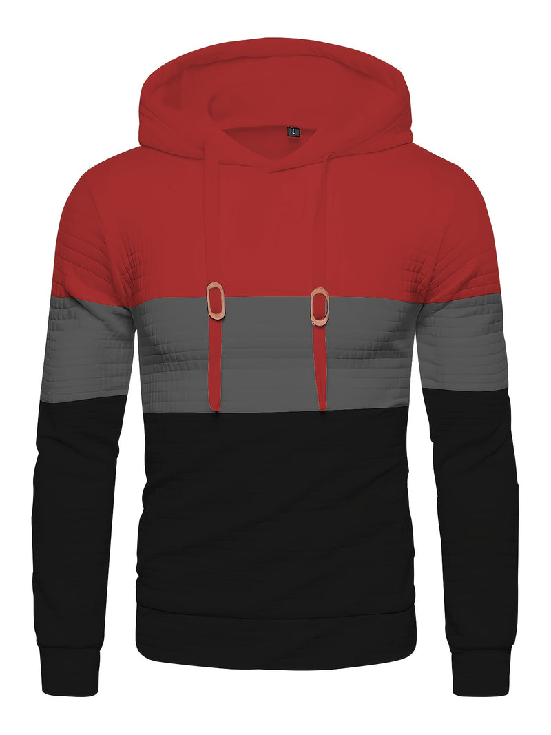 Men’s Color Block Waffle Hoodie – Stylish Streetwear Pullover