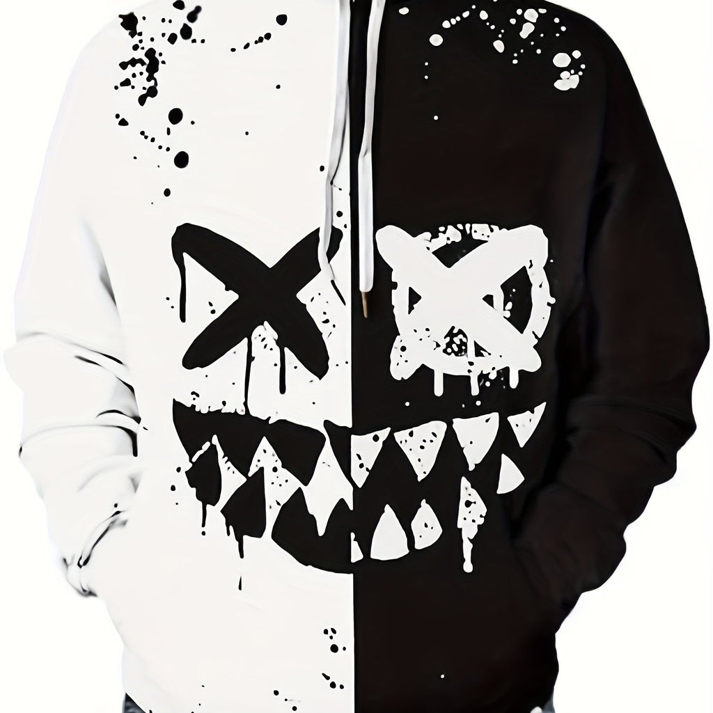 Men’s Smile Face Print Hoodie – Fun Streetwear Pullover