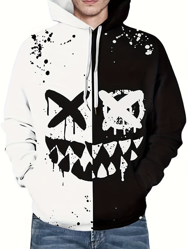 Men’s Smile Face Print Hoodie – Fun Streetwear Pullover