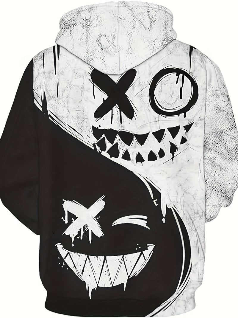 Men’s Smile Face Print Hoodie – Fun Streetwear Pullover
