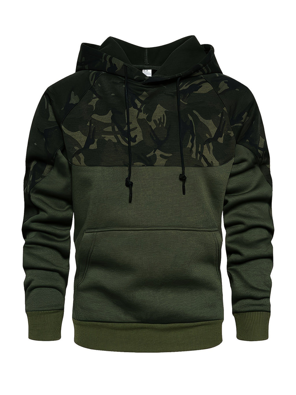 Men’s Camouflage Color-Block Hoodie – Trendy Streetwear Pullover