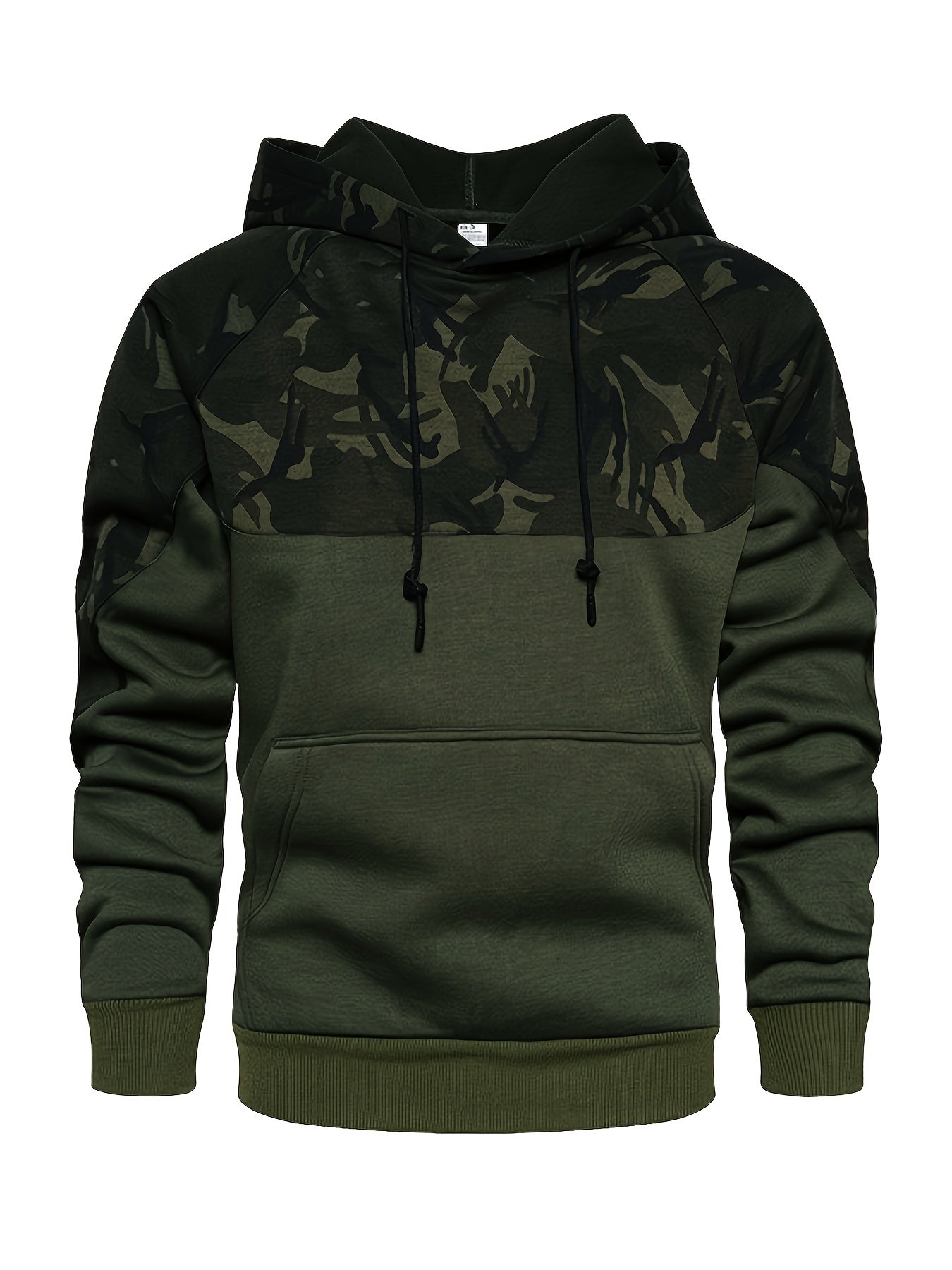 Men’s Camouflage Color-Block Hoodie – Trendy Streetwear Pullover