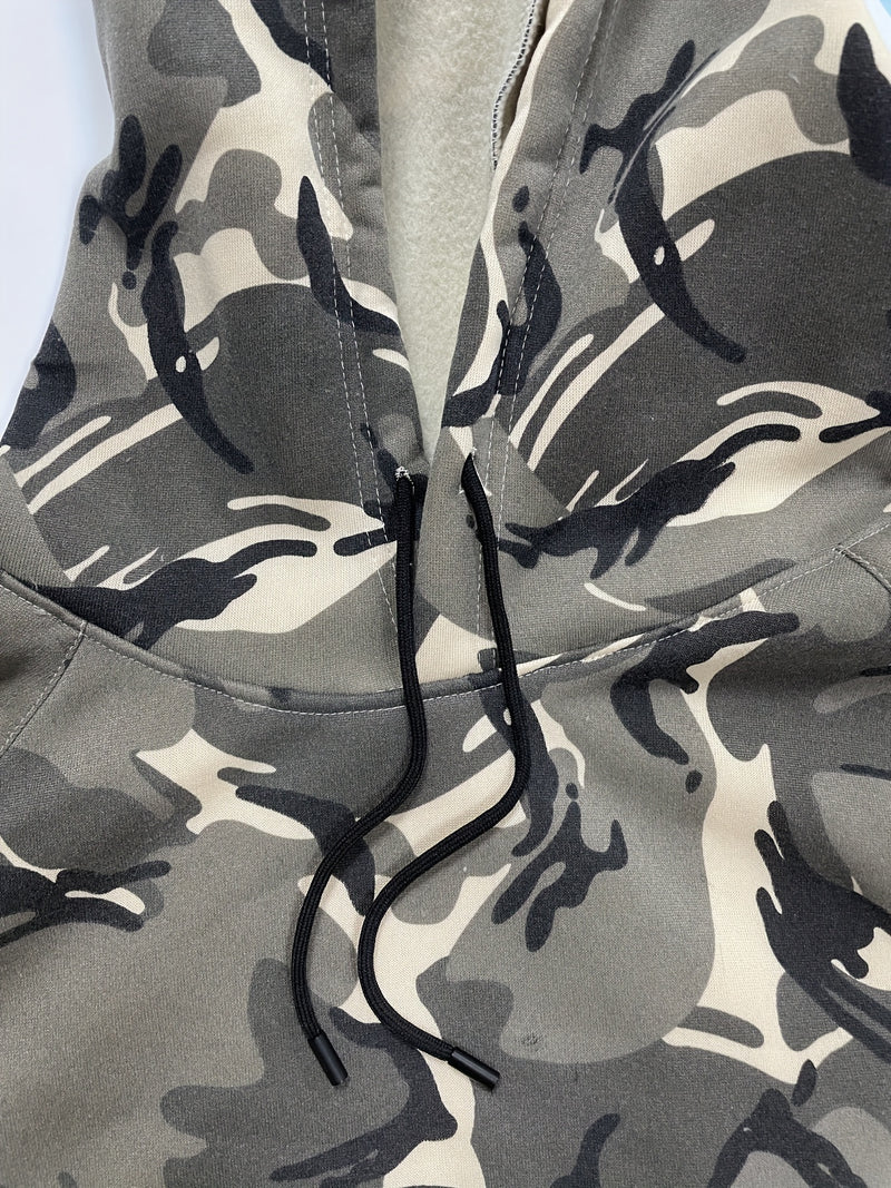 Men’s Camouflage Color-Block Hoodie – Trendy Streetwear Pullover