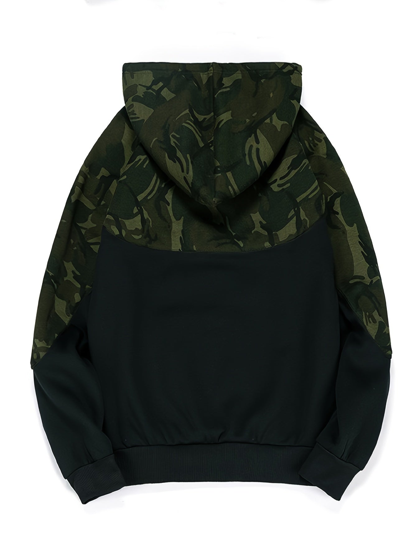 Men’s Camouflage Color-Block Hoodie – Trendy Streetwear Pullover