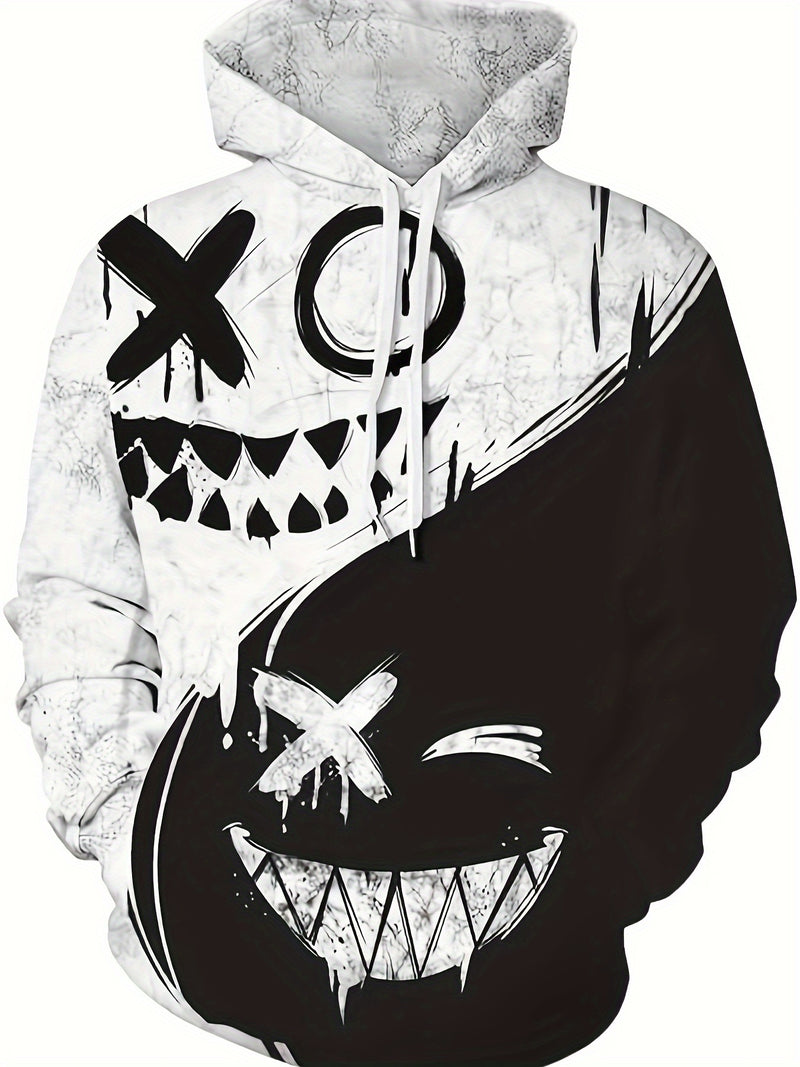 Men’s Smile Face Print Hoodie – Fun Streetwear Pullover