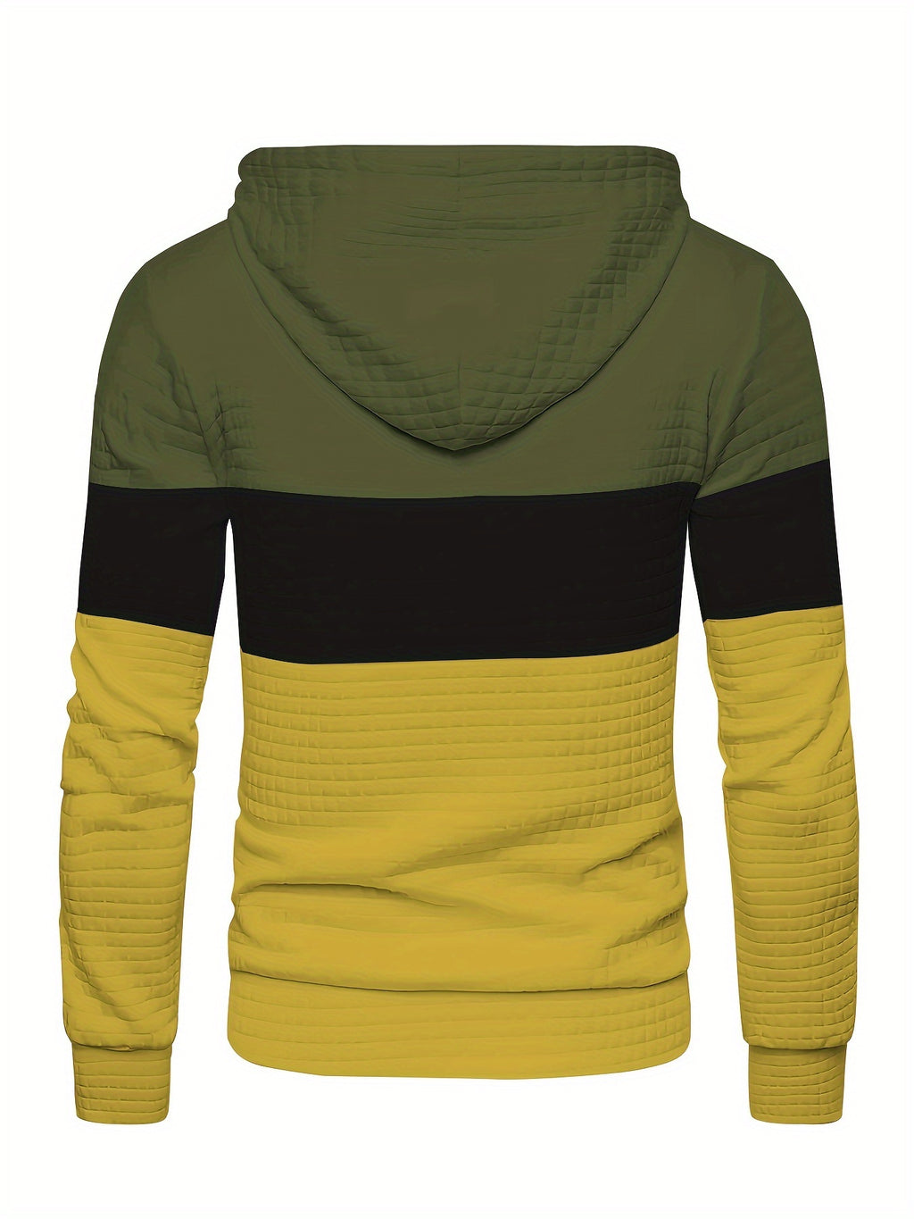 Men’s Color Block Waffle Hoodie – Stylish Streetwear Pullover