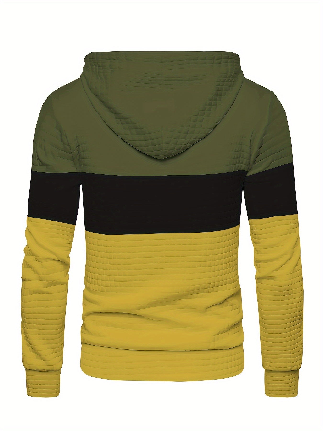 Men’s Color Block Waffle Hoodie – Stylish Streetwear Pullover