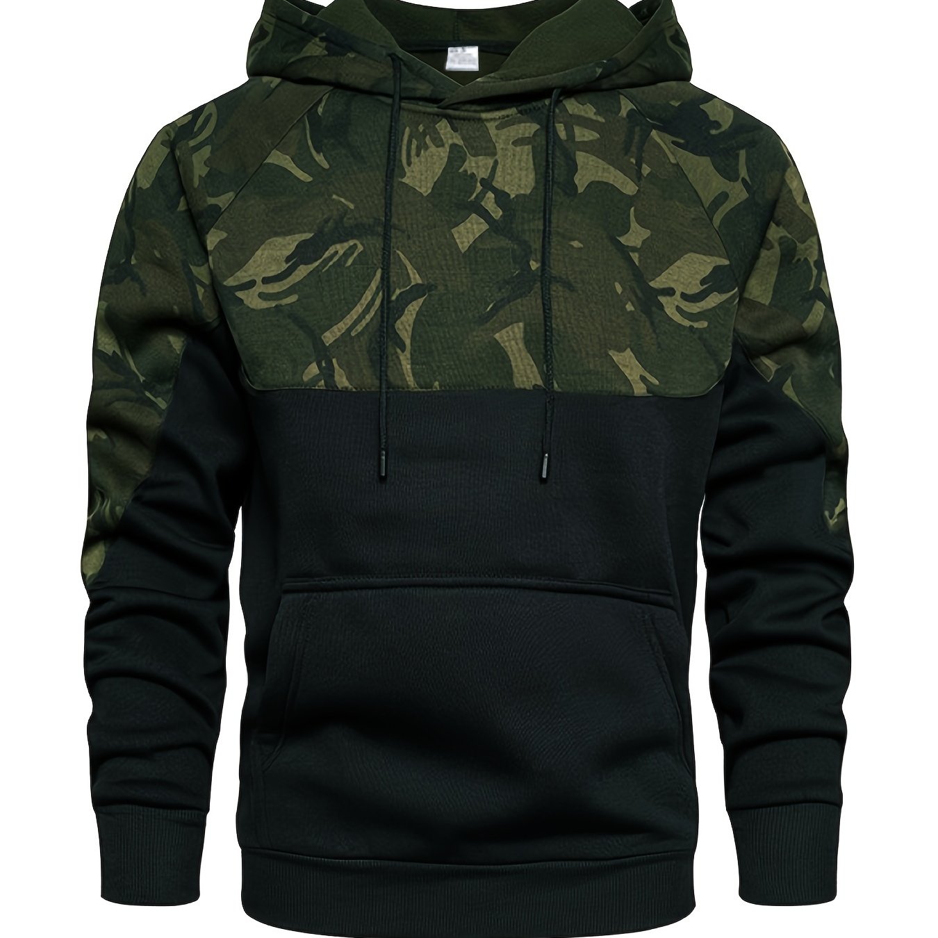 Men’s Camouflage Color-Block Hoodie – Trendy Streetwear Pullover