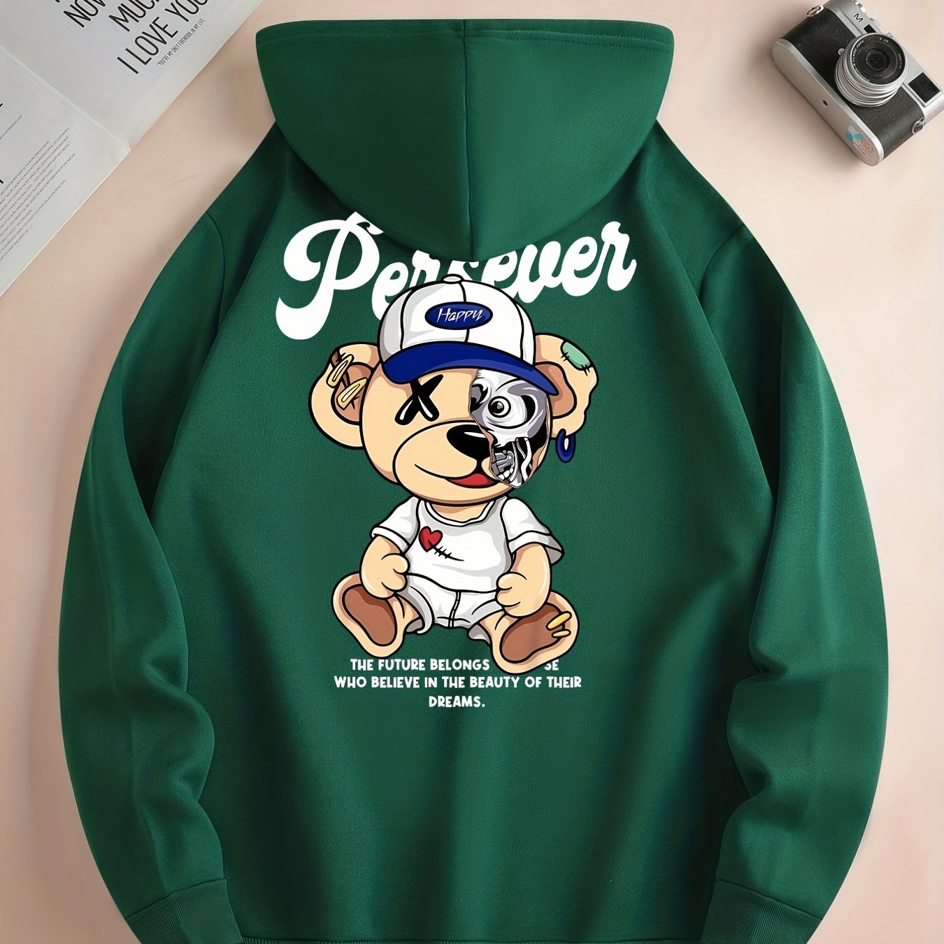 Men’s Cartoon Bear Hoodie – Fun Streetwear Pullover
