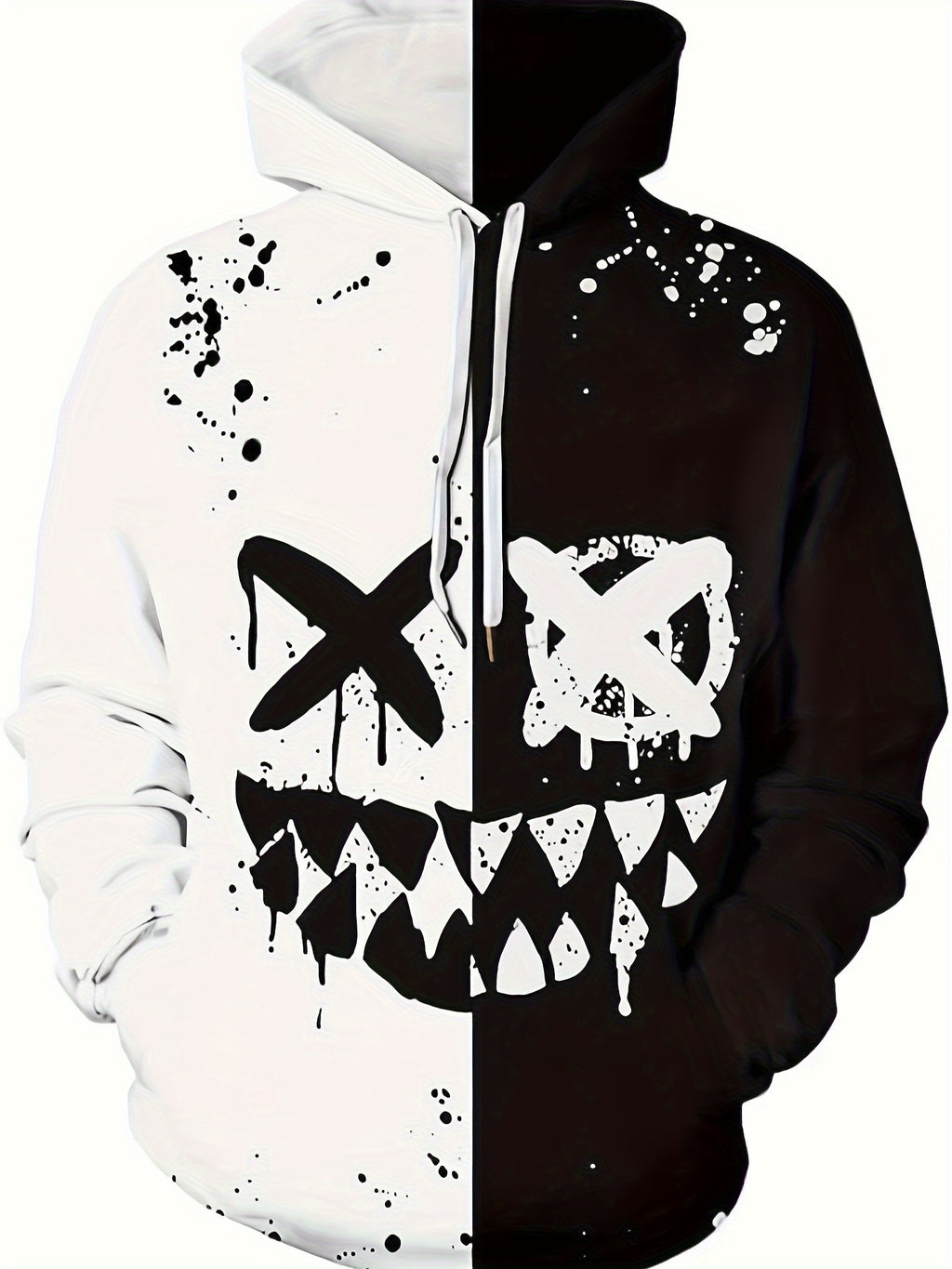Men’s Smile Face Print Hoodie – Fun Streetwear Pullover