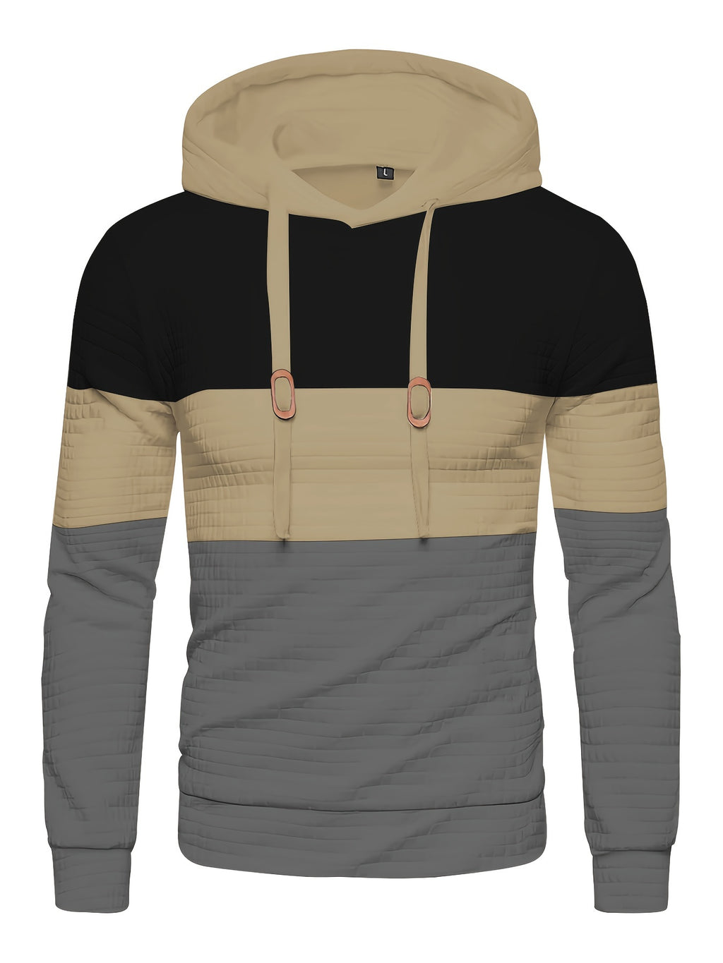 Men’s Color Block Waffle Hoodie – Stylish Streetwear Pullover