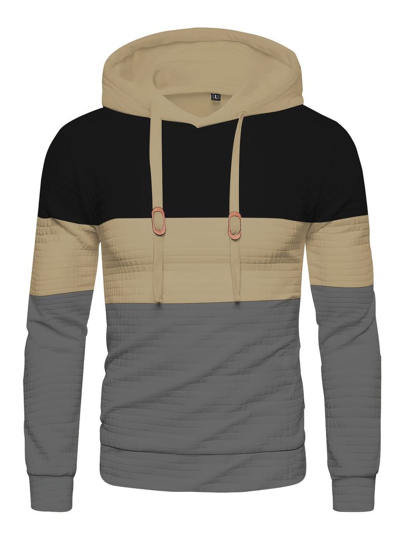 Men’s Color Block Waffle Hoodie – Stylish Streetwear Pullover