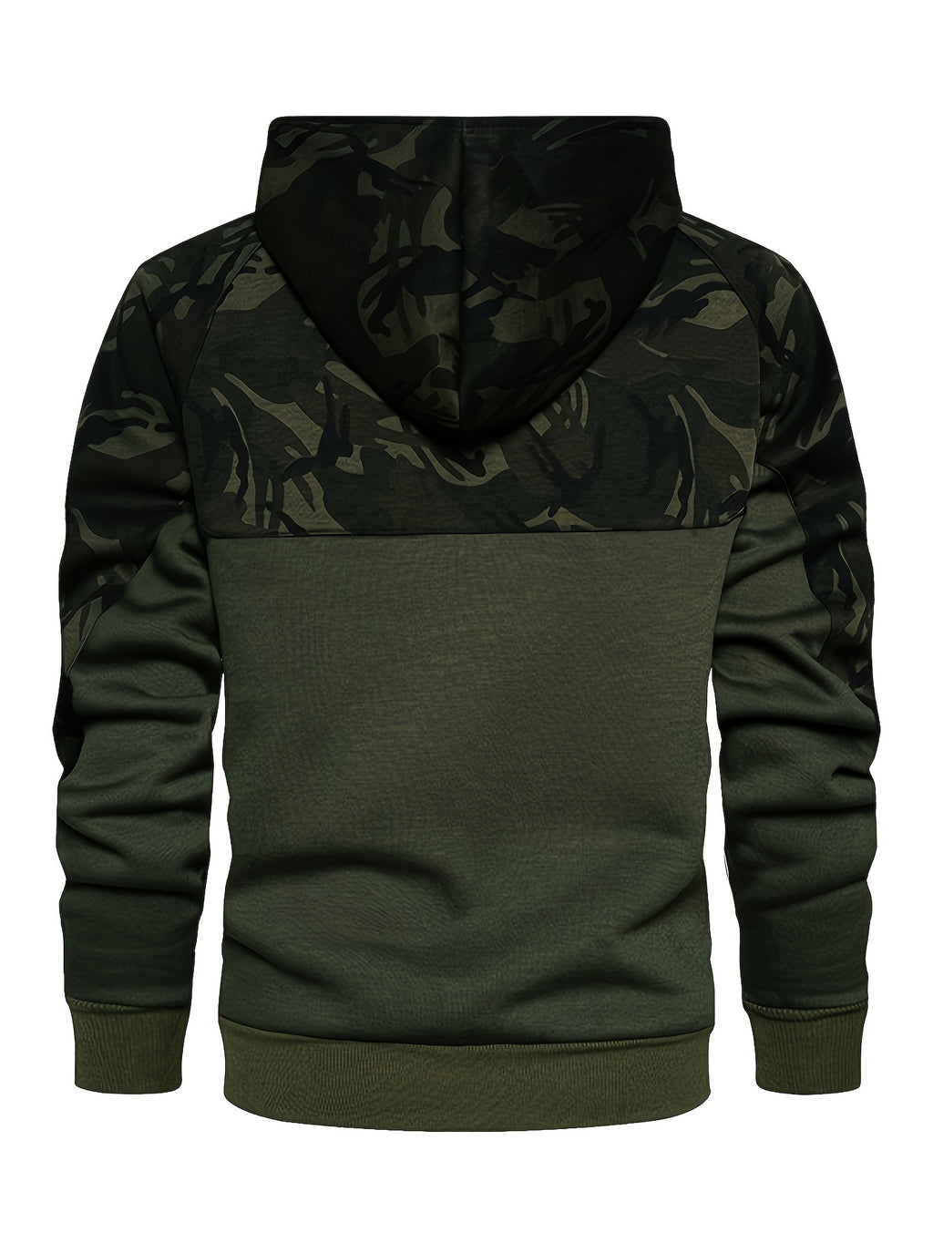 Men’s Camouflage Color-Block Hoodie – Trendy Streetwear Pullover