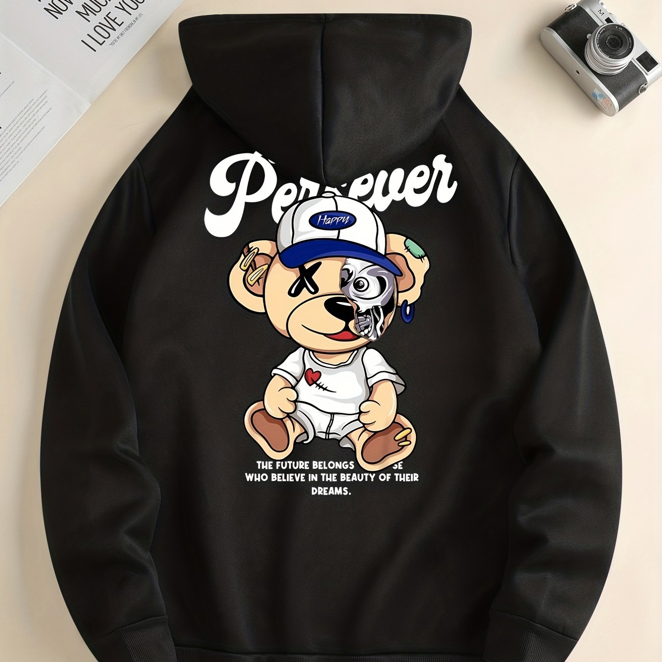 Men’s Cartoon Bear Hoodie – Fun Streetwear Pullover