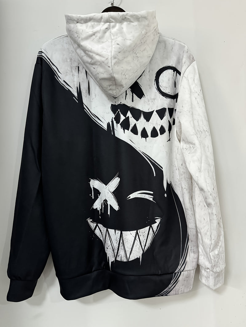 Men’s Smile Face Print Hoodie – Fun Streetwear Pullover