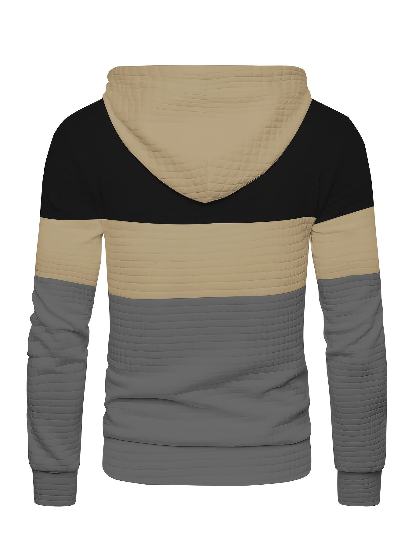 Men’s Color Block Waffle Hoodie – Stylish Streetwear Pullover