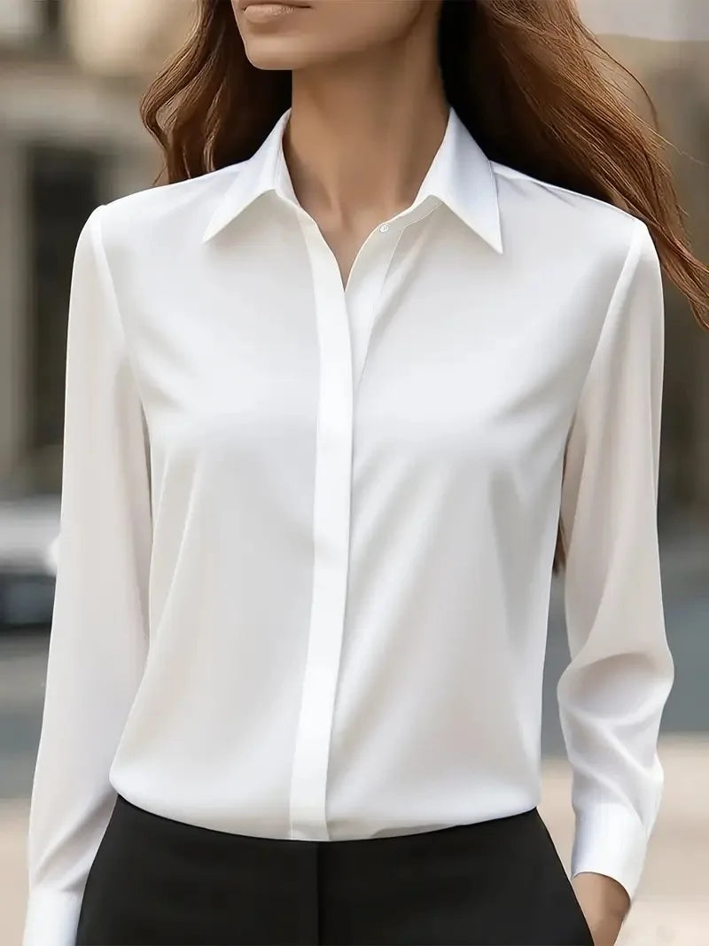 Women’s Elegant Office Button Shirt – Professional Work Top