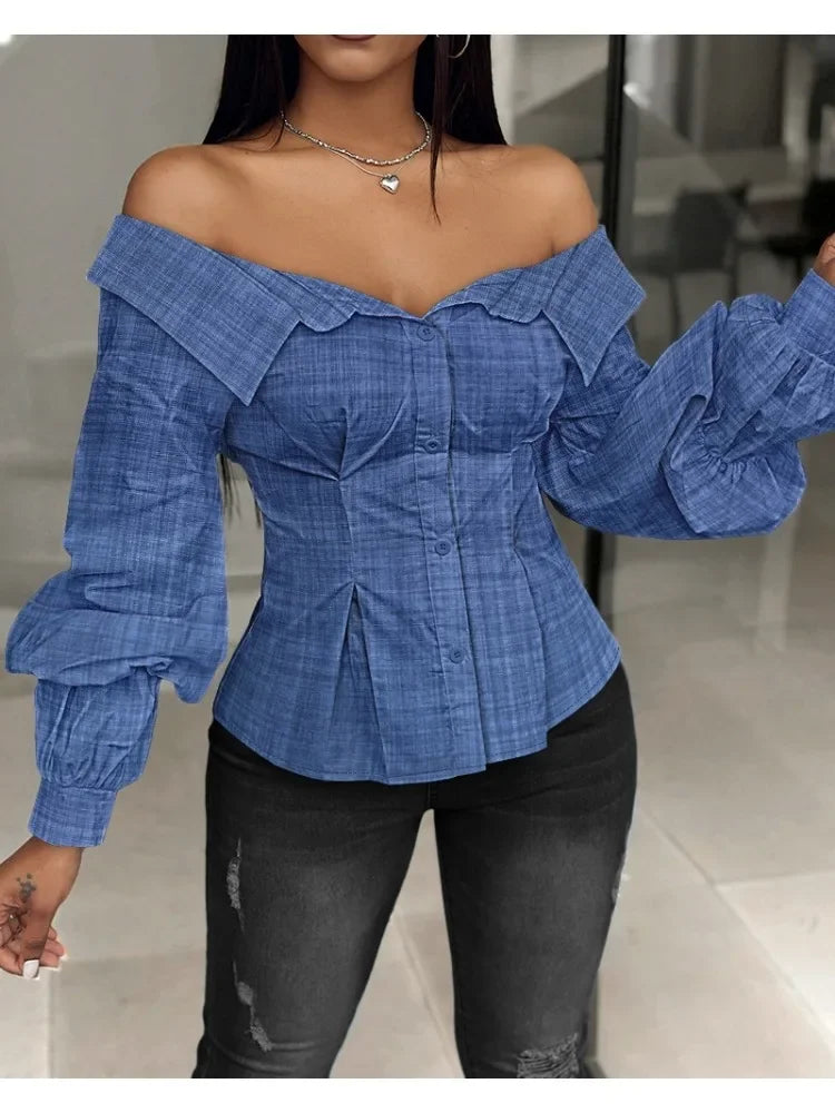 Elegant Off-Shoulder Blouse – Stylish Evening & Casual Wear