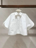 White Bat Sleeve Top Loose Fit White Batwing Top