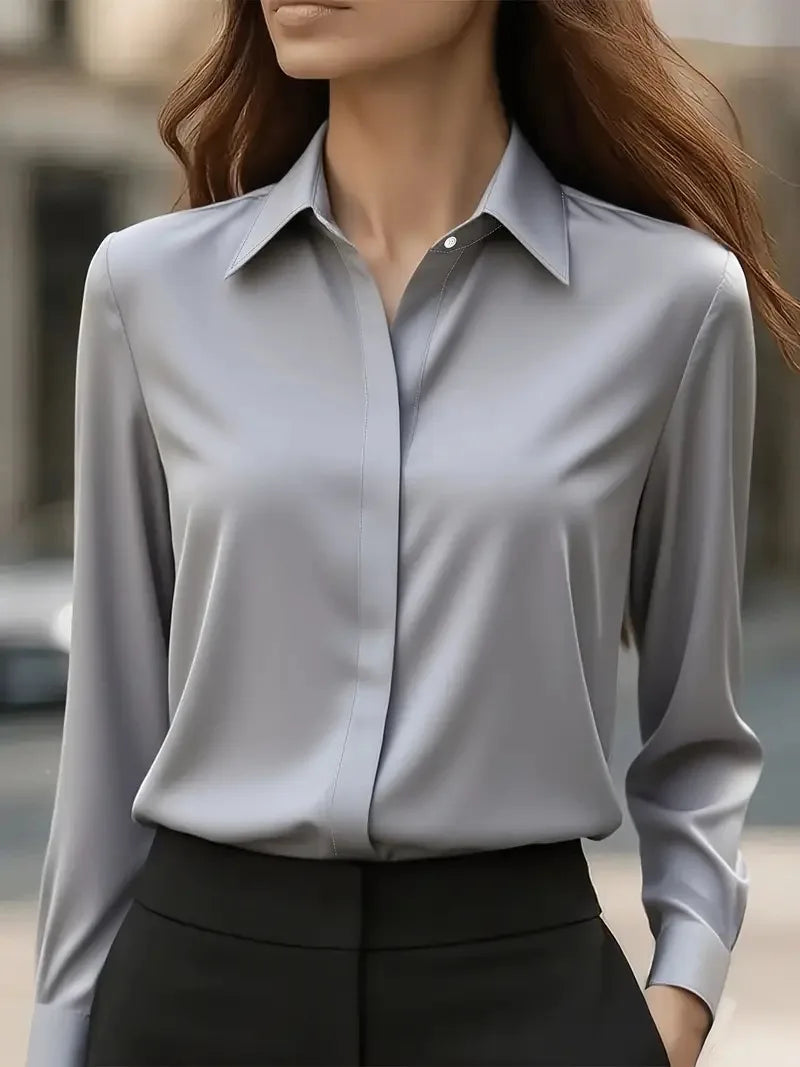Women’s Elegant Office Button Shirt – Professional Work Top