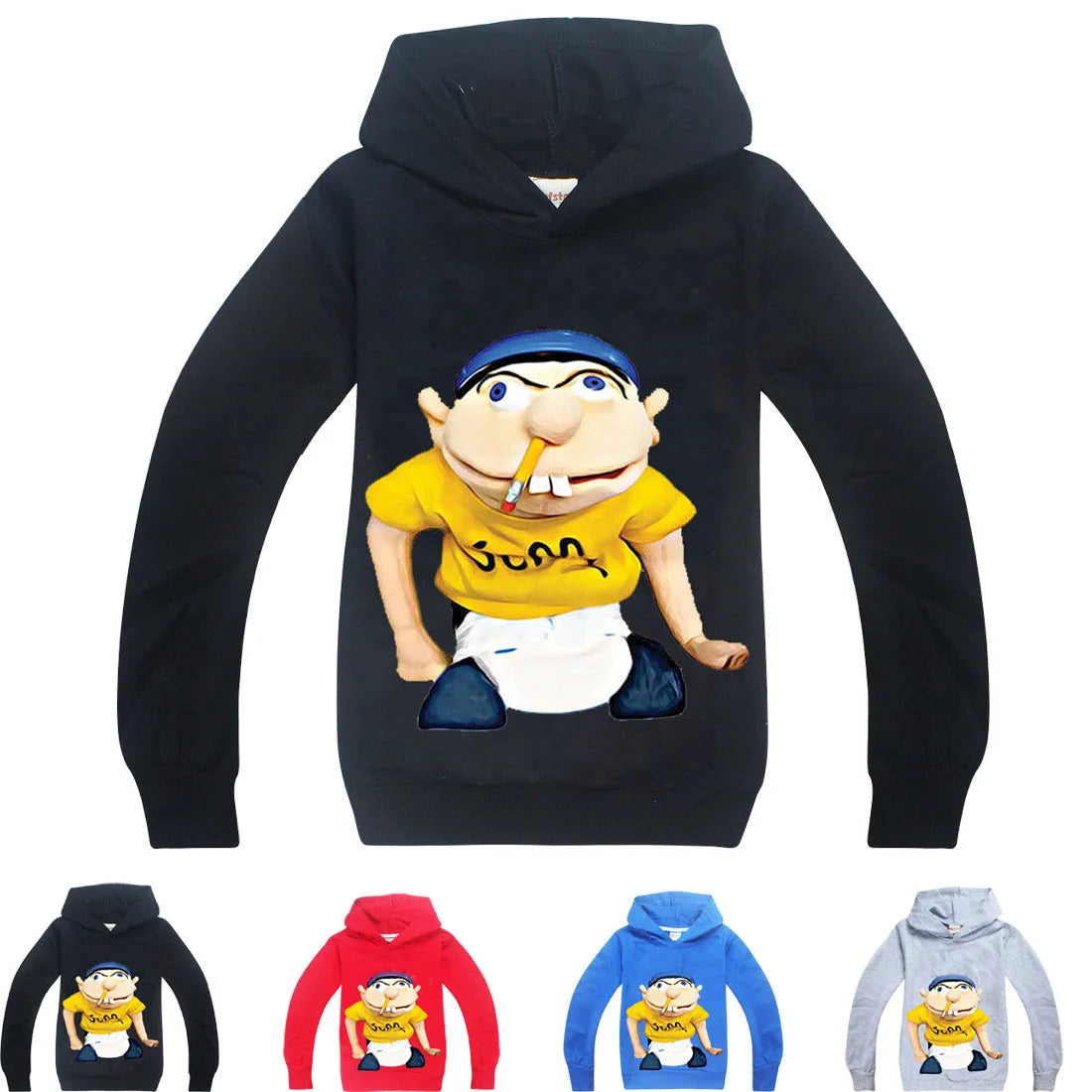 Funny JEFFY Cartoon Hoodie for Kids –Kids’ Graphic Pullover Sweatshirt
