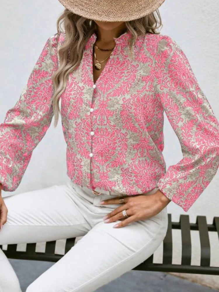 Women’s Embellished Long Sleeve Blouse – Elegant Dressy Top