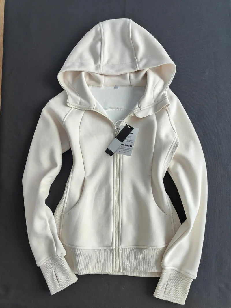 Women’s White Zip-Up Hoodie Jacket