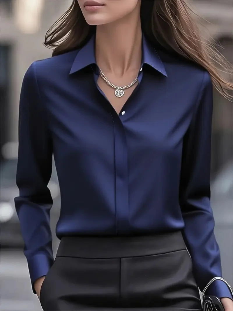 Women’s Elegant Office Button Shirt – Professional Work Top