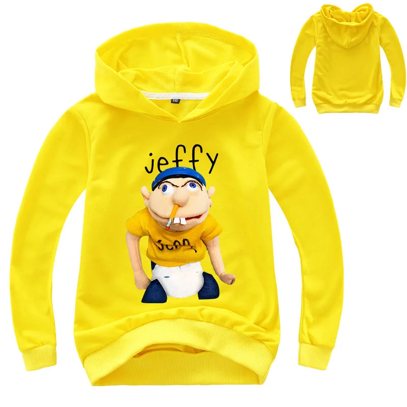 Funny JEFFY Cartoon Hoodie for Kids –Kids’ Graphic Pullover Sweatshirt