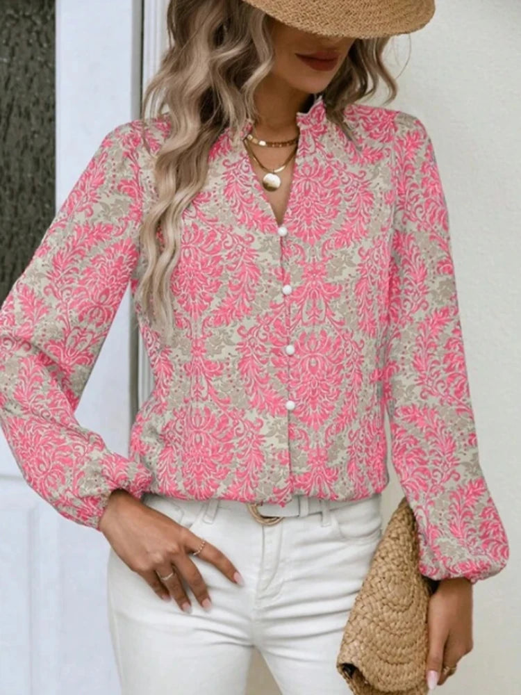 Women’s Embellished Long Sleeve Blouse – Elegant Dressy Top