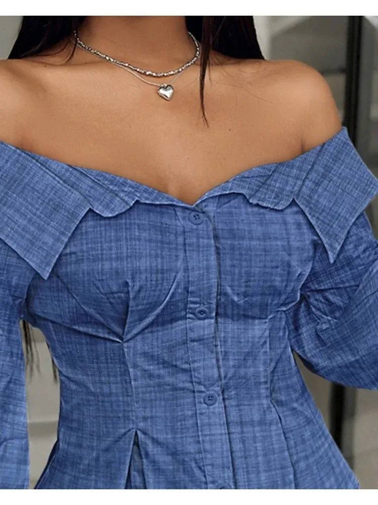 Elegant Off-Shoulder Blouse – Stylish Evening & Casual Wear