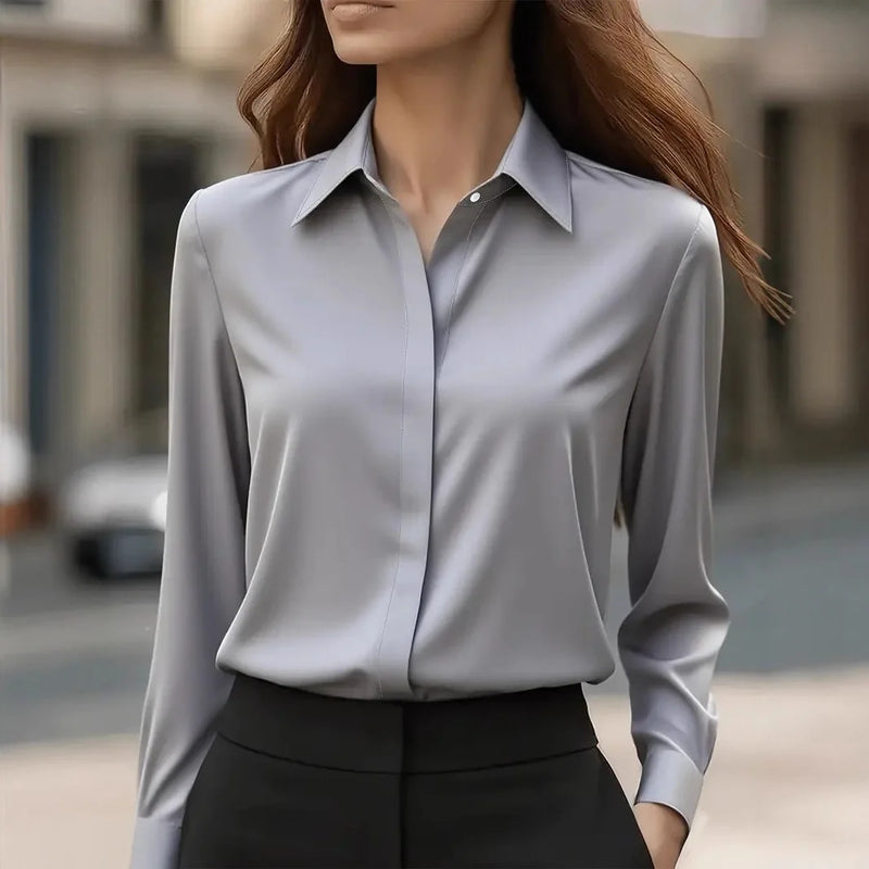 Women’s Elegant Office Button Shirt – Professional Work Top