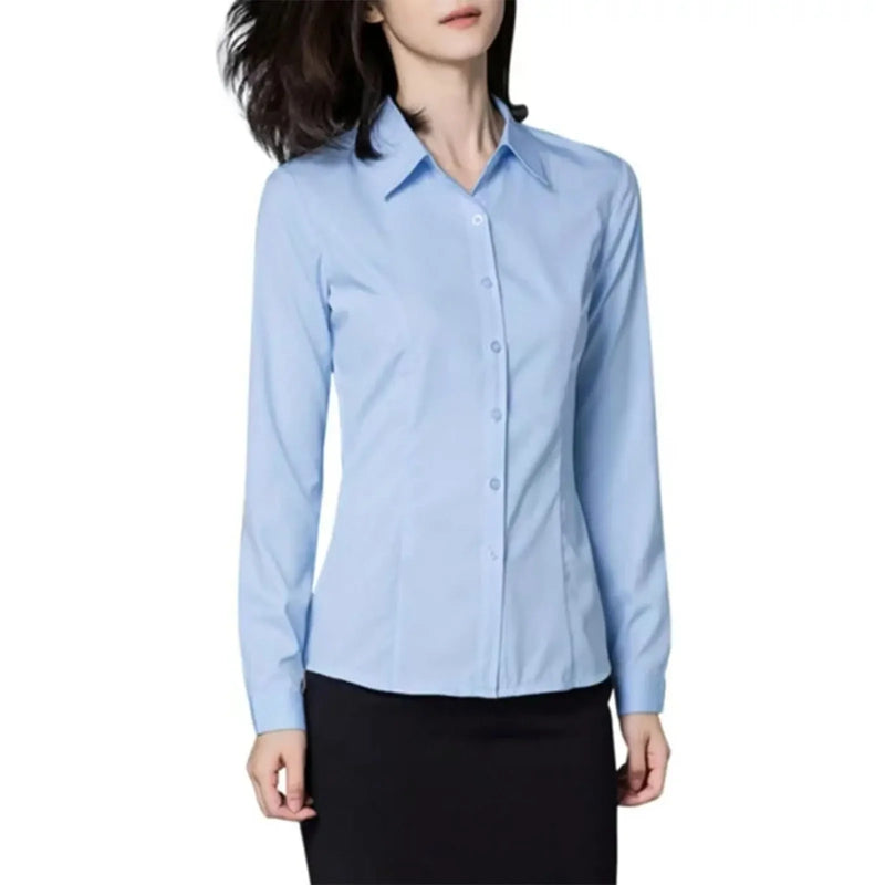 Women’s White Button-Up Blouse – Stylish Work & Casual Top