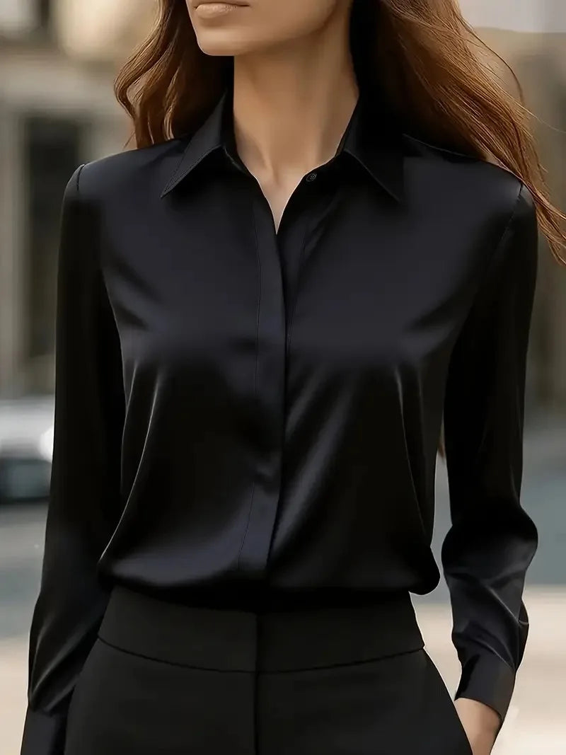 Women’s Elegant Office Button Shirt – Professional Work Top