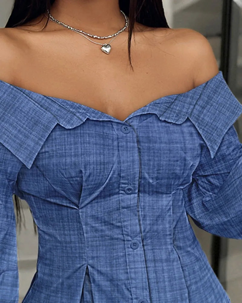 Elegant Off-Shoulder Blouse – Stylish Evening & Casual Wear