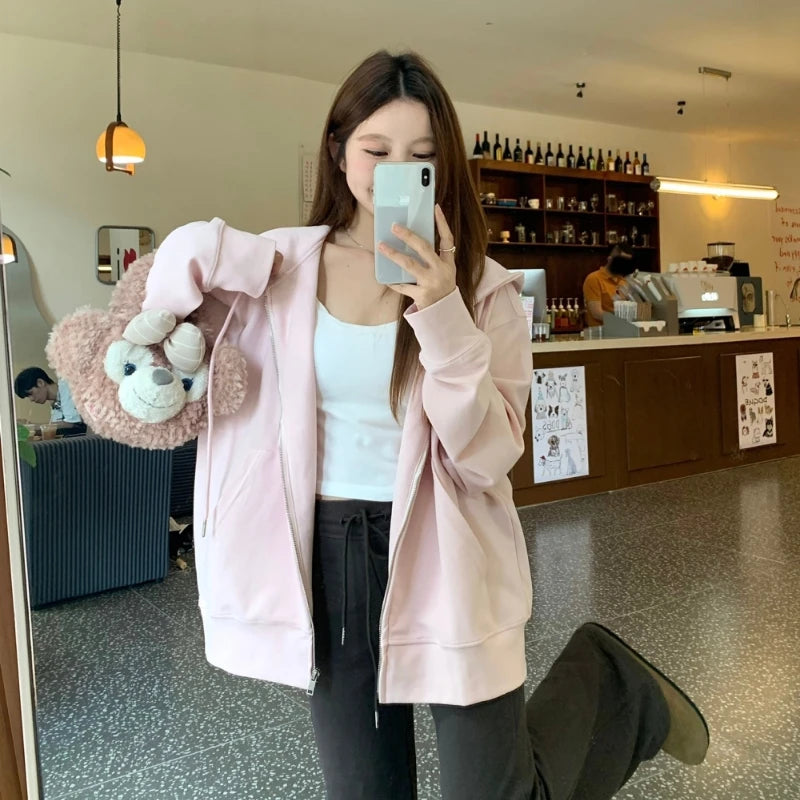 Korean Style Zipper Hoodie – Trendy Casual Pullover Jacket