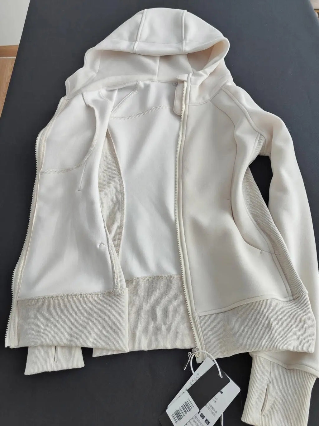 Women’s White Zip-Up Hoodie Jacket
