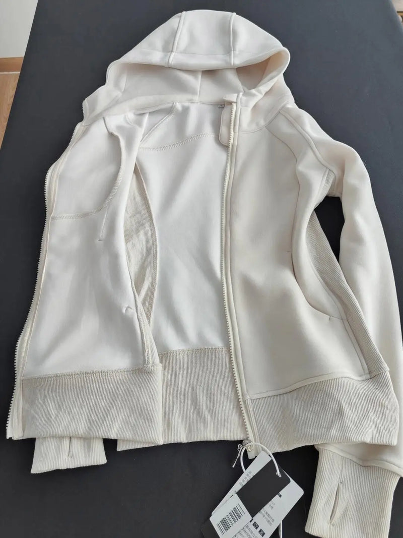 Women’s White Zip-Up Hoodie Jacket