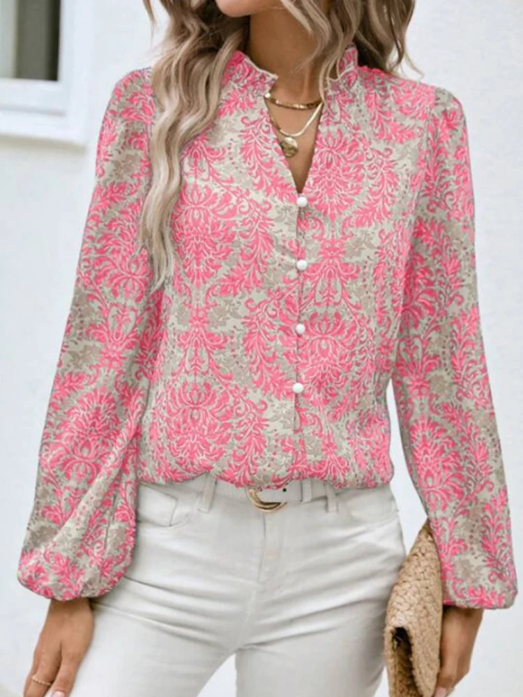 Women’s Embellished Long Sleeve Blouse – Elegant Dressy Top