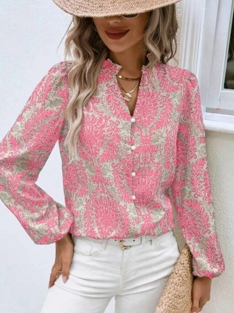 Women’s Embellished Long Sleeve Blouse – Elegant Dressy Top