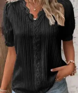 Sophisticated Women’s Lace V-Neck Blouse – Elegant & Chic