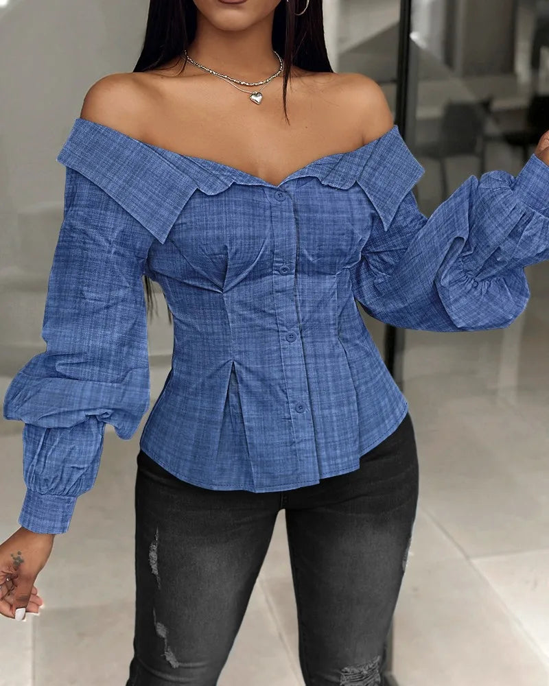 Elegant Off-Shoulder Blouse – Stylish Evening & Casual Wear