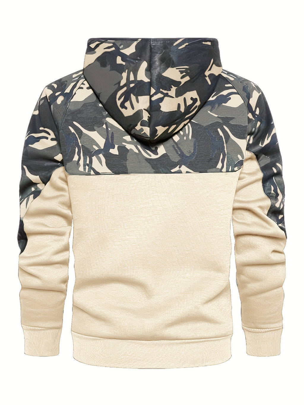 Men’s Camouflage Color-Block Hoodie – Trendy Streetwear Pullover