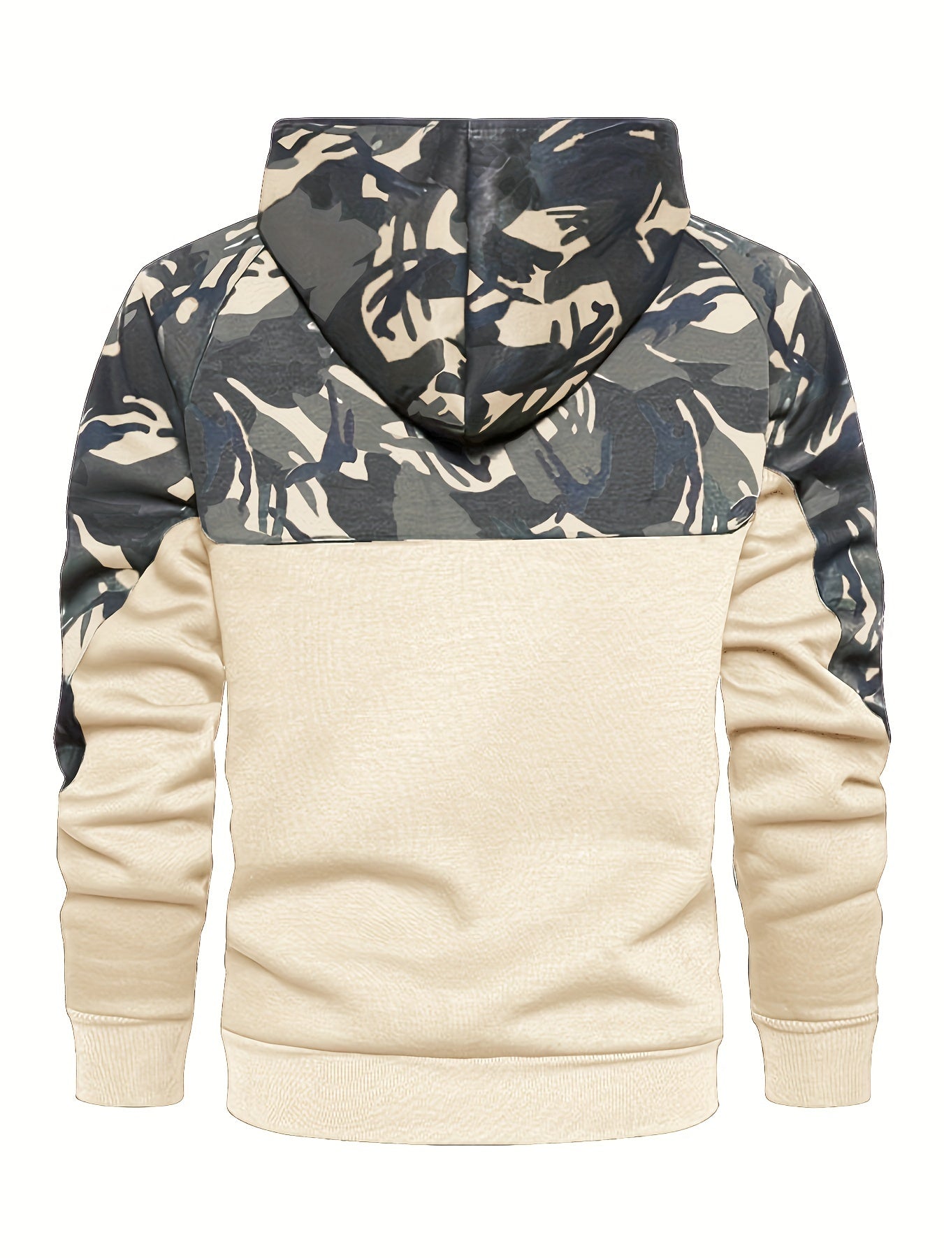 Men’s Camouflage Color-Block Hoodie – Trendy Streetwear Pullover