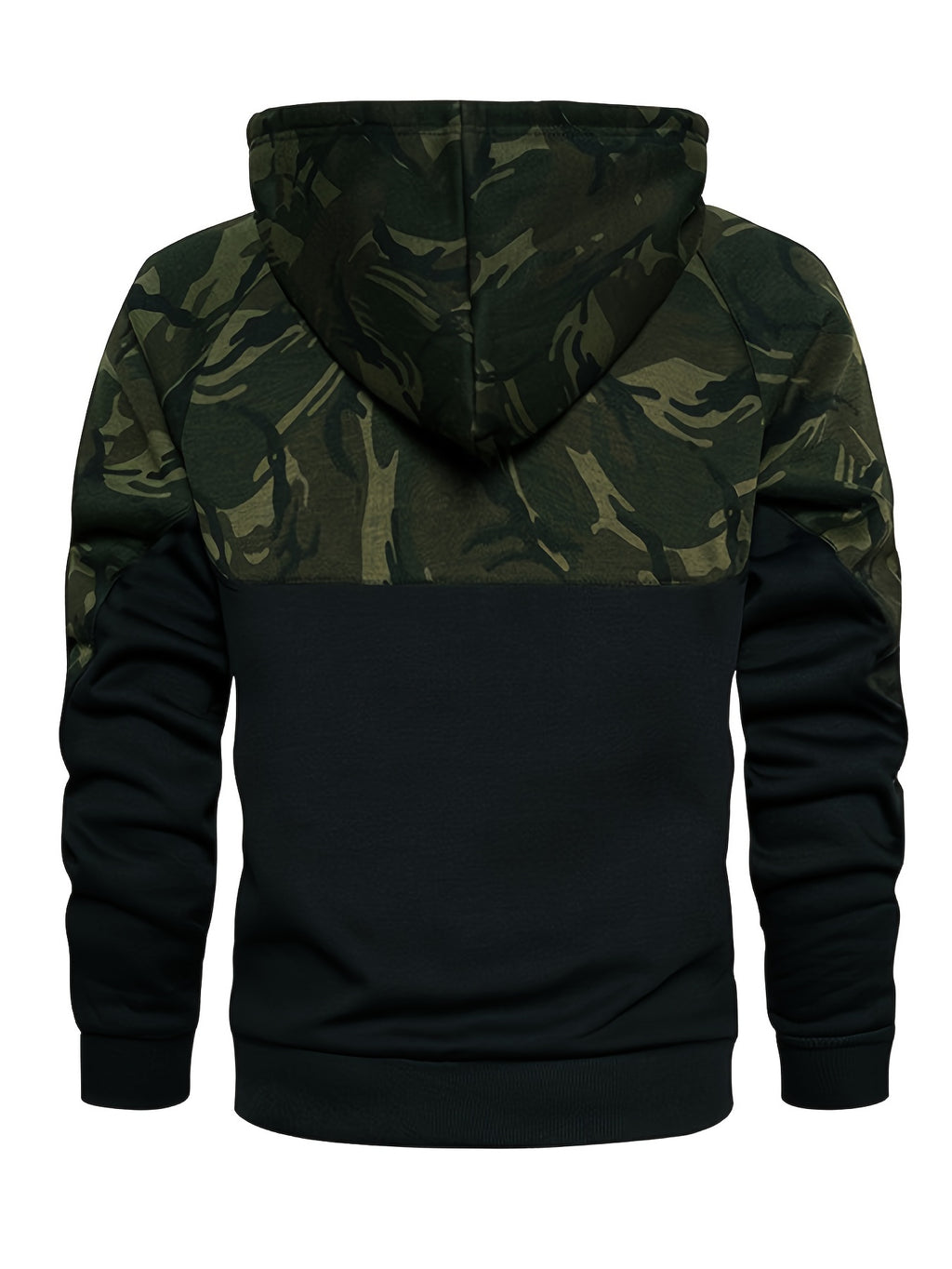 Men’s Camouflage Color-Block Hoodie – Trendy Streetwear Pullover