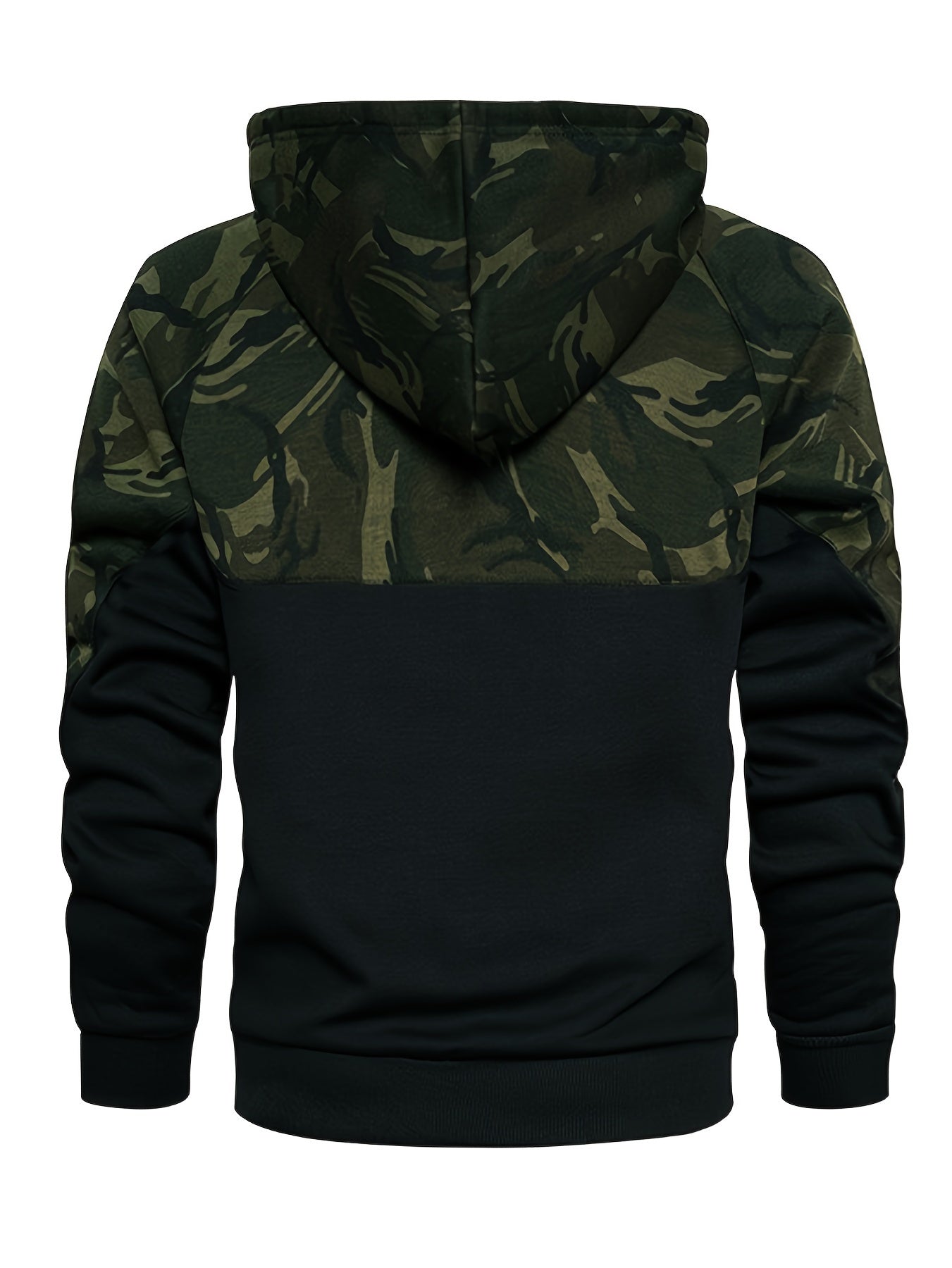 Men’s Camouflage Color-Block Hoodie – Trendy Streetwear Pullover