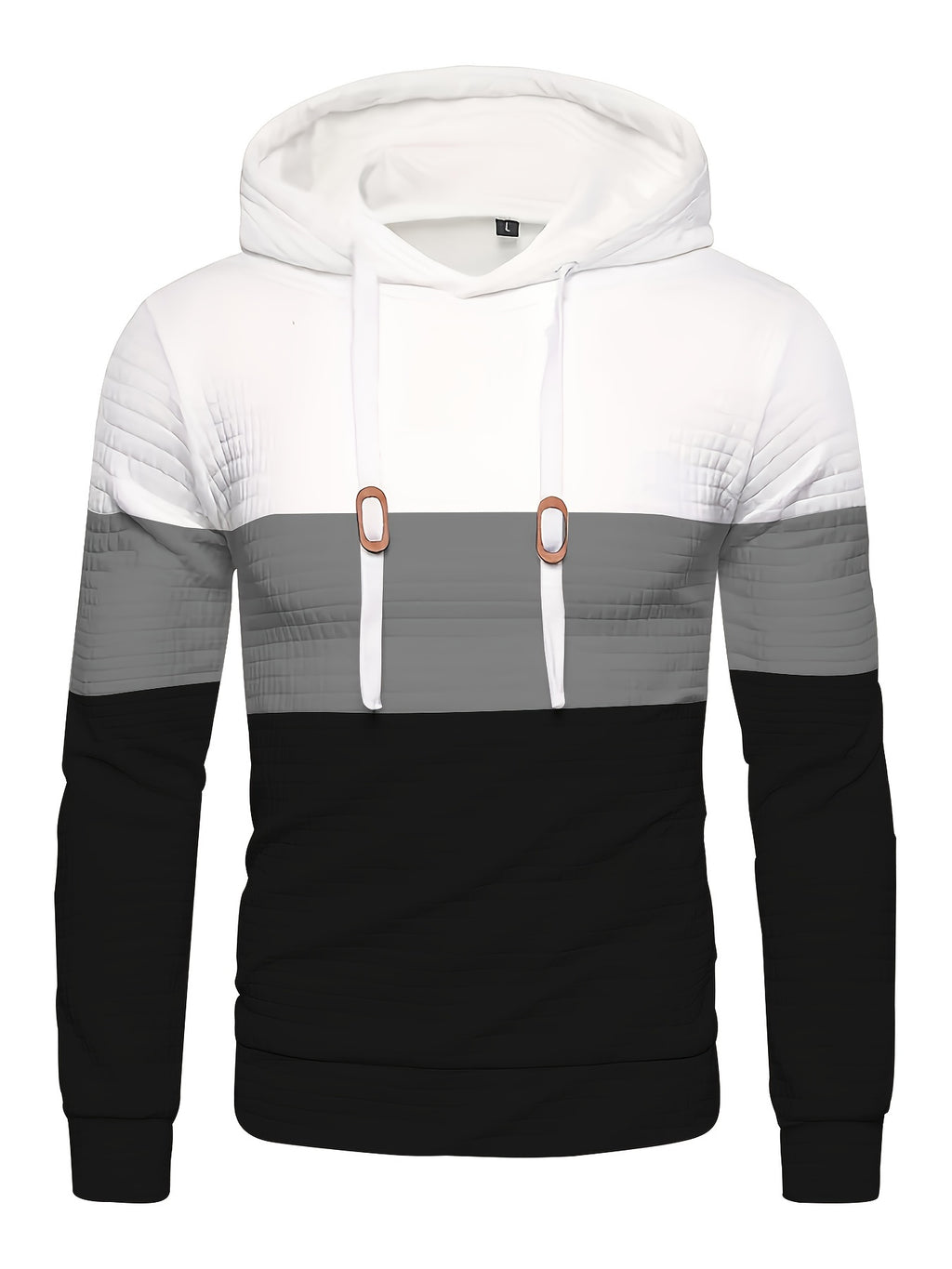 Men’s Color Block Waffle Hoodie – Stylish Streetwear Pullover